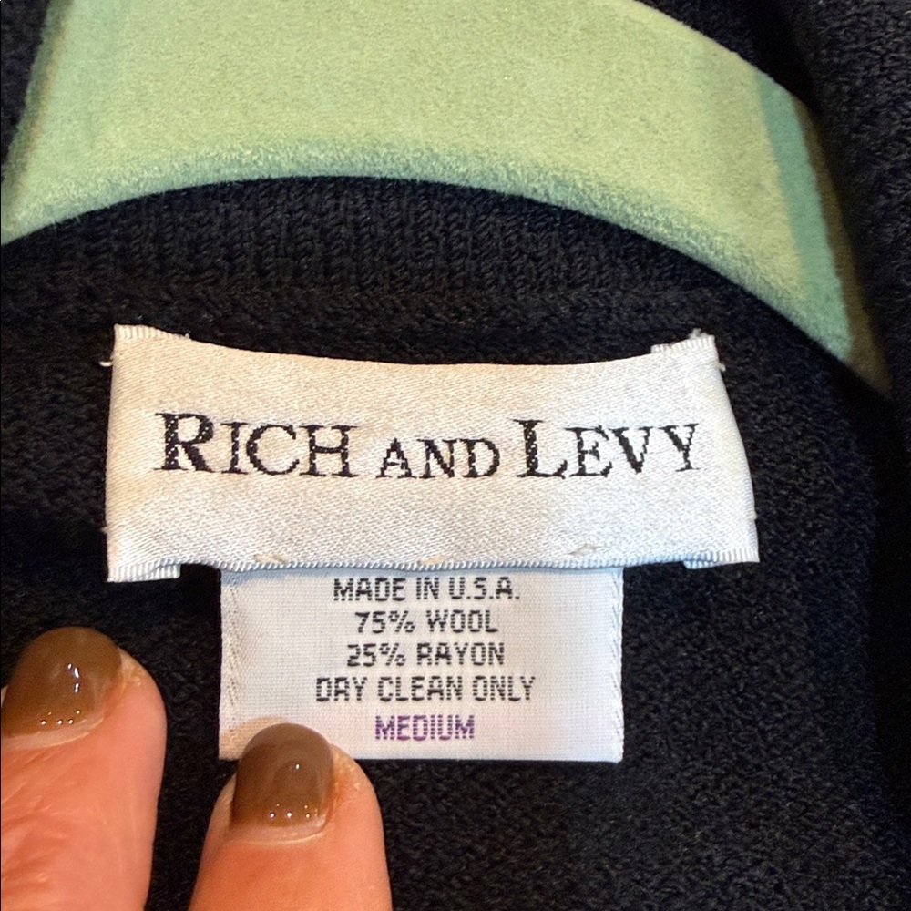Rich and Levy Vintage Women’s Knit Blazer Black Size Medium - Picture 3 of 9